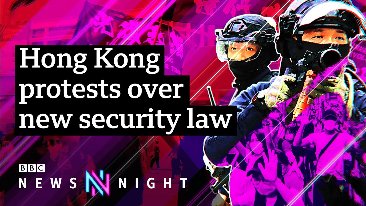 BBC Newsnight关于香港国安法的报道视频画面。｜来源：BBC Newsnight / YouTube